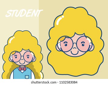 Young school student cartoon