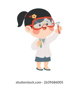Young Scientist Holding Test Tubes cartoon