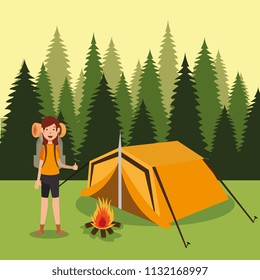young scout in the camping zone scene