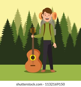 young scout in the camping zone scene