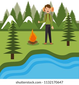 young scout in the camping zone scene