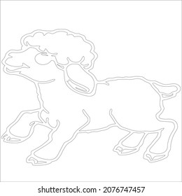 Young sheep Coloring page for Children Vector Line art Illustration