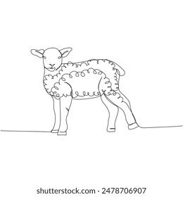 young sheep, ram, livestock one line art. Continuous line drawing of farm, nature, agriculture, farm animals, rural life, ranch.