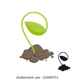 young shoot of plants growing in the soil. vector illustration.