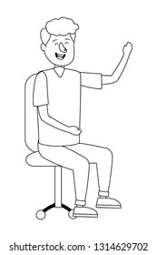 young sitting man cartoon