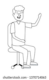 young sitting man cartoon