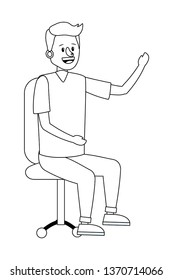 young sitting man cartoon