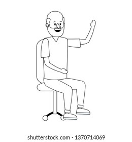young sitting man cartoon