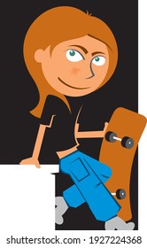 Gráficos vectores de dibujos animados de skateboarder jóvenes