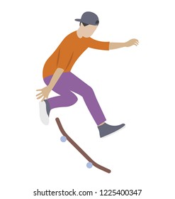 
Young skateboarder flat icon 

