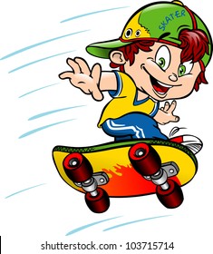 Young skateboarder, jump on a skateboard. vector