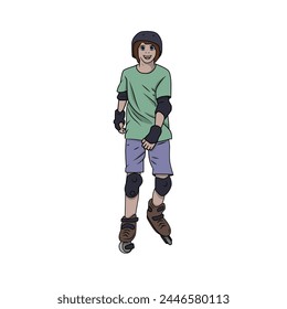 Young skater illustration design isolated in white background Vector