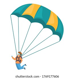 Icono del paracaidista joven. Caricatura del joven icono del vector del paracaidista para el diseño web aislado en fondo blanco