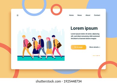 Young sleepy people going to work or study. Occupation, fatigue, apathy flat vector illustration. Lifestyle and exhaustion concept for banner, website design or landing web page