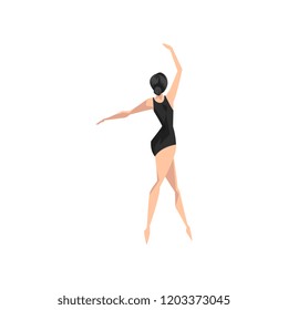 Young slim and beautifull ballerina dancing, classical ballet dance class vector Illustration on a white background