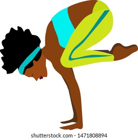 Young slim, flexable girl doing sport,yoga,fitness,gymnastics,stretching. Vector flat illustration. Graceful, elegant pose. Advanced balance position.