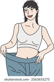 Young Slim Woman with Defined Abdomen and Focus on Diet woman diet