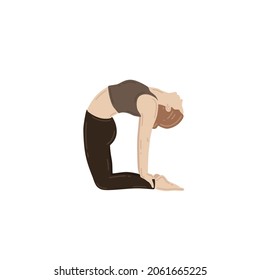 Young slim woman doing yoga exercise. Ustrasana asana, camel pose