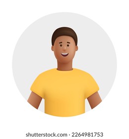 Young smiling african man avatar. 3d vector people character illustration. Cartoon minimal style.