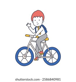 Young smiling businessman commuting by bicycle