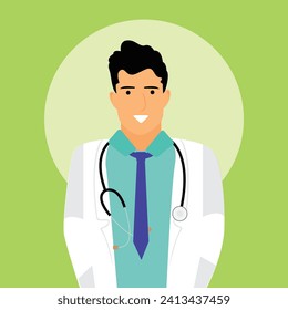 Young smiling doctor with stethoscope, medical specialist Medicine concept. 3d vector people character illustration. Cartoon minimal style.