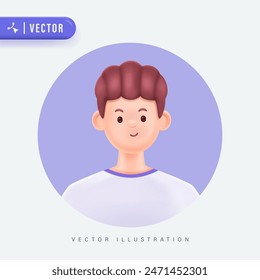 Young smiling man avatar isolated background. 3d vector people character illustration. Cartoon minimal style.