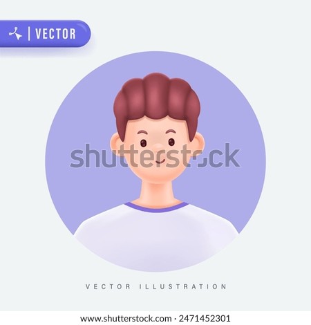 Young smiling man avatar isolated background. 3d vector people character illustration. Cartoon minimal style.