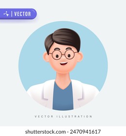 Young smiling man with glasses avatar isolated background. 3d vector people character illustration. Cartoon minimal style.