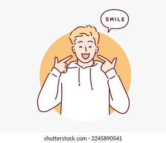 Young smiling man. Hand drawn style vector design illustrations.