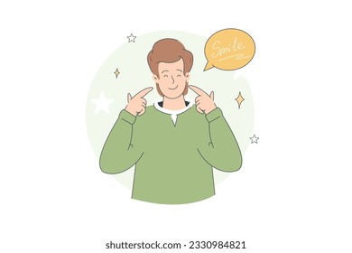 Young smiling man. Hand drawn style vector design illustrations