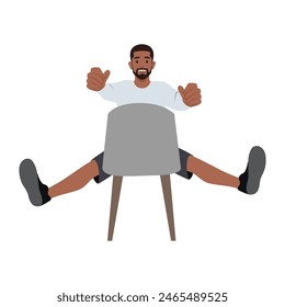 Young Smiling Man Sitting on Office Chair. Flat vector illustration isolated on white background