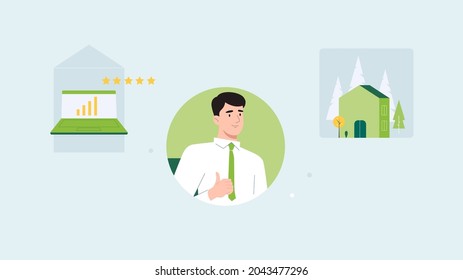 Young smiling man wearing casual clothes cartoon character standing and showing thumbs up positive gesture with hand