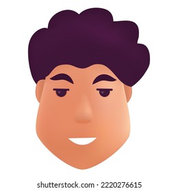 Young smiling man.Realistic avatar.Cartoon minimal style.Isolated on white background.