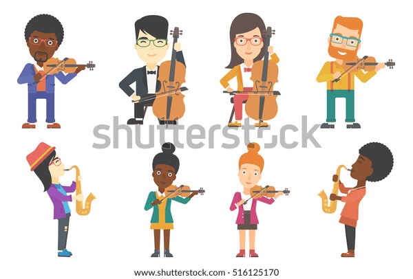 Young Smiling Musician Playing Violin Musician Stock Vector (royalty 