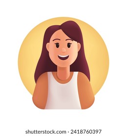 Young Smiling Woman Avatar. 3d Vector People Character illustration. Cartoon Minimal Style.