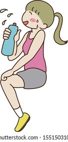 Young smiling woman hydrating while exercising in gym