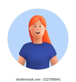 Young smiling woman Mia avatar. 3d vector people character illustration. Cartoon minimal style.