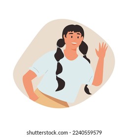 Young smiling woman Mia avatar. Vector people character illustration. Cartoon minimal style.