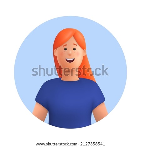 Young smiling woman Mia avatar. 3d vector people character illustration. Cartoon minimal style.