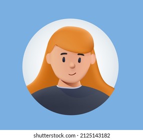 Young smiling woman peeking out and looking from behind round hole. Searching concept. 3d vector people character illustration. Cartoon minimal style. Avatar of a laughing young woman. Portrait, 3D