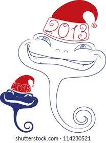Young snake in Santa hat. Date 2013.