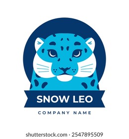 Jovem Cabeça de Leopardo-das-Neves. Ilustração de vetor Design de logotipo