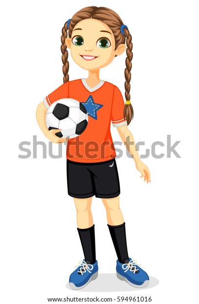 サッカー選手の若い女の子のイラスト のベクター画像素材 ロイヤリティフリー