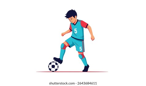 Dedicação de um jovem jogador de futebol para dominar a arte do controle de bola