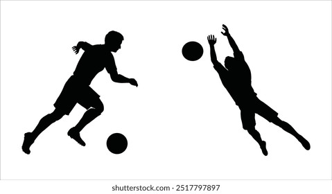 young soccer players football. Silhouette of a male soccer player kicking a ball.football player. ball. game. football field. sport.