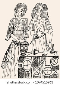The young sorceress doing magic