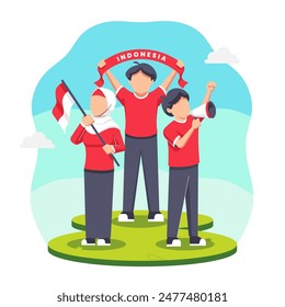 young spirit illustration for post design indonesian independence day