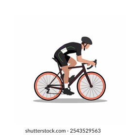 A Young Sportsman cycling a bicycle on white background, vector illustration Sports activity.