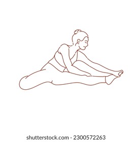 Young sporty attractive woman practicing yoga.Hand drawn doodle illustration on white background.