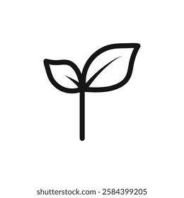 Young sprout icon black and white vector outline sign